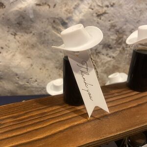 White Cowboy Hat Bottle Toppers